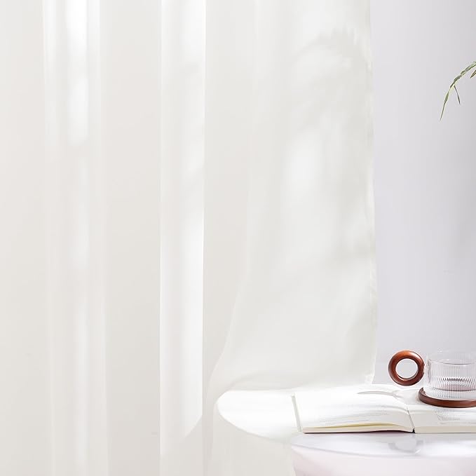 NICETOWN Natural Voile Sheer Bedroom Curtains 84 Inches Long, Grommet Airy & - Image 5