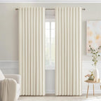 MIULEE Beige White Back Tab Blackout Curtains 52x90 Inch Long 2 Panels Set | by MIULEE