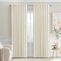 MIULEE Beige White Back Tab Blackout Curtains 52x72 Inches Long 2 Panel Set | by MIULEE