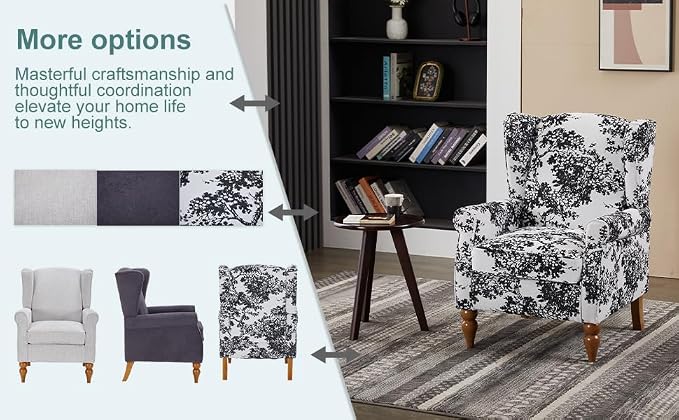 Coffee Table Armchair Set, High Back Reading Chair Solid Wood Side Table for - Image 3