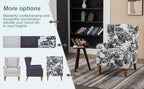 Coffee Table Armchair Set, High Back Reading Chair Solid Wood Side Table for - Image 3
