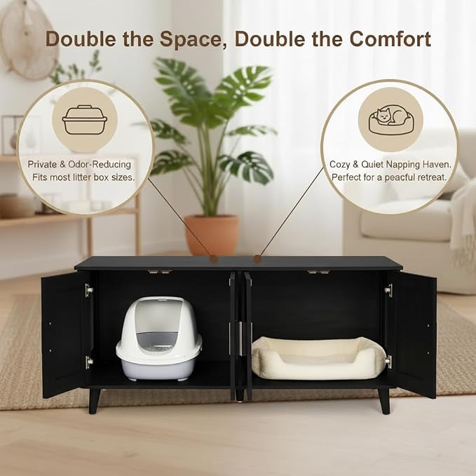 Homhedy Boho Cat Litter Box Enclosure - Image 3