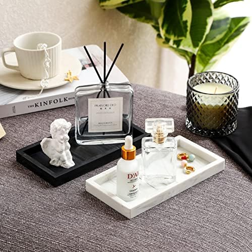 Silicone Bathroom Vanity Tray Dish Soap Holder Sink Organizer, Marble Black - Image 6