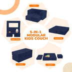 MeMoreCool Modular Kids Couch, Corduroy Play Toddler Couch - Image 4