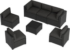 Aoxun 7 Piece Patio Furniture Set, Wicker Rattan Patio Sectional Sofa, Outdoor - Image 6