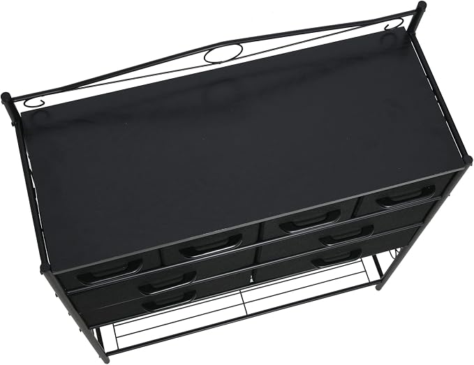 Household Essentials Black Oak & Iron Apothecary 8-Drawer Sideboard - Image 7