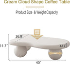 40” Cloud Coffee Table with 3 Ball Legs, Modern Irregular Center Table - Image 2