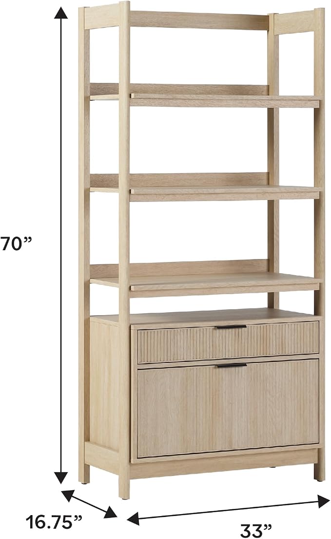 Walker Edison Transitional Open Reeded 4-Shelf Bookshelf - Image 12