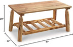 CASTLECREEK Log Coffee Table, Rustic Natural Weathered Look Wooden Rectangular - Image 3