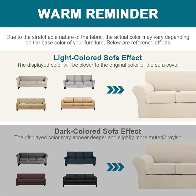 Turquoize 4 Piece Sofa Covers for 3 Cushion Couch Sofa Slipcover Soft Couch - Image 6