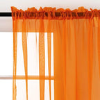 SpaceDresser Basic Rod Pocket Sheer Voile Window Curtain Panels Orange 2 Panels - Image 2
