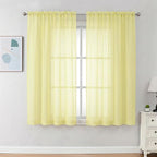 Chyhomenyc Sheer Curtains 63 Inch Length 2 Panels, Light Yellow | Light by Chyhomenyc