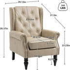 Mid-Century Wingback Chair, PU Leather Accent Chair - Image 3