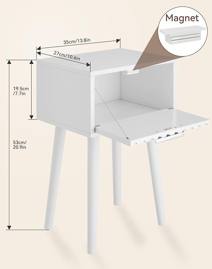 YMYNY Fluted Nightstand Set of 2, Small End Table, Modern Coffee Table - Image 3
