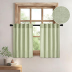 MIULEE Sage Green Kitchen Curtain 24 Inches Length 2 Panels Farmhouse | Soft by MIULEE