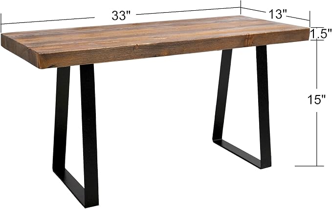 Home Soft Things Natural Old Pine Wood Rectangle Entryway Bench, Sturdy Hand - Image 3