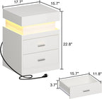 ChooChoo LED Nightstand with Charging Station, Smart Night Stand with Sliding - Image 2