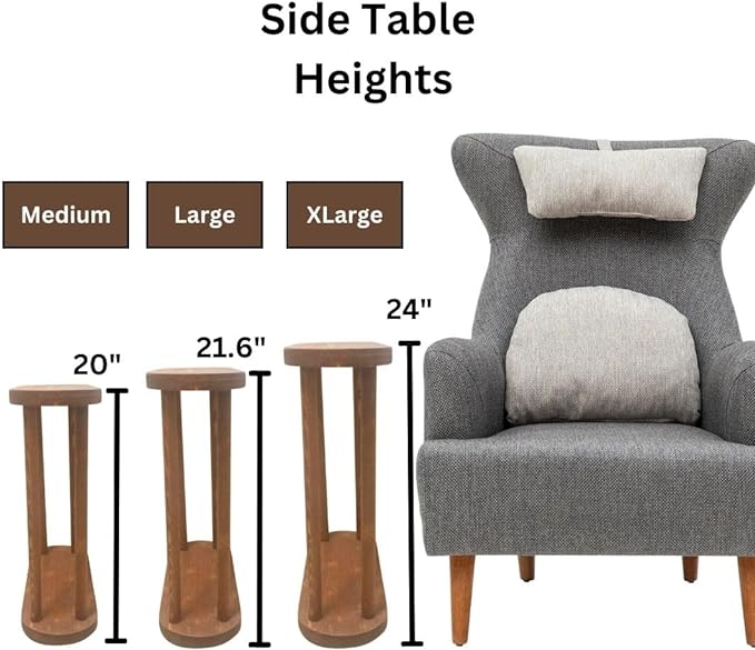 Oval Solid Wood Narrow Side Table, Slim Small Pedestal Coffee Table - Image 3