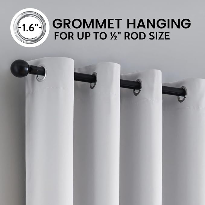 SimpleHome White 100% Blackout Curtains Room Darkening Living Room 54 Inch | - Image 6