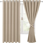Grommet Blackout Curtains for Bedroom 70 x 63 Inches Taupe 2 Panels | Thermal - Image 8