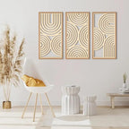 IARTTOP Large Boho Wood Wall Art Set of 3 Framed Wooden Mid-century Modern Wall - Image 6