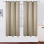 Beige Thermal Blackout Curtains/42 x 72 Inch/Set of 2 Panels Room Darkening by Lemomo