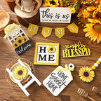 FairySandy 11 Pcs Sunflower Tiered Tray Decor Summer Rustic Home Farmhouse - Image 5