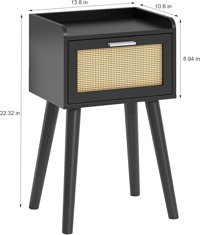 LAATOOREE Nightstand Set of 2, Small Black Bedside Table, End Table - Image 3