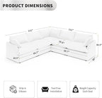 Waterproof Cloud Couch, 5 Seat V Shape Stain Resistant Modular Sectional Sofa - Image 2