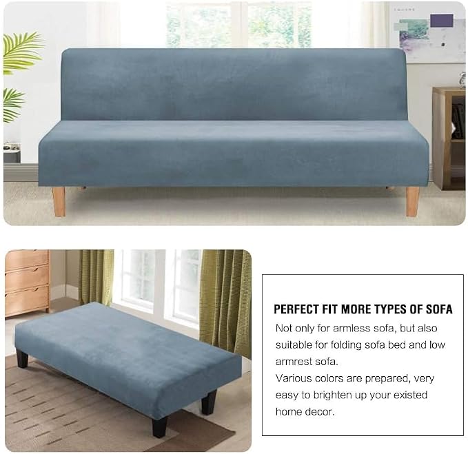 H.VERSAILTEX Real Velvet Futon Cover Armless Sofa Covers Sofa Bed Covers - Image 5
