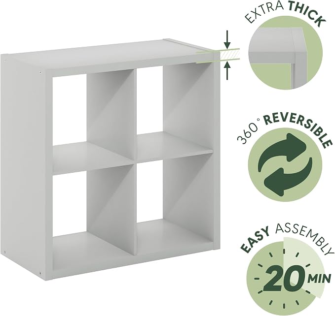 Furinno Cubicle Open Back Decorative Cube Storage Organizer, Light Grey - Image 6