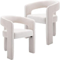 BESTANO Set of 2 Modern Linen Fabric Upholstered Dining Chairs by BESTANO