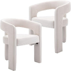 BESTANO Set of 2 Modern Linen Fabric Upholstered Dining Chairs by BESTANO