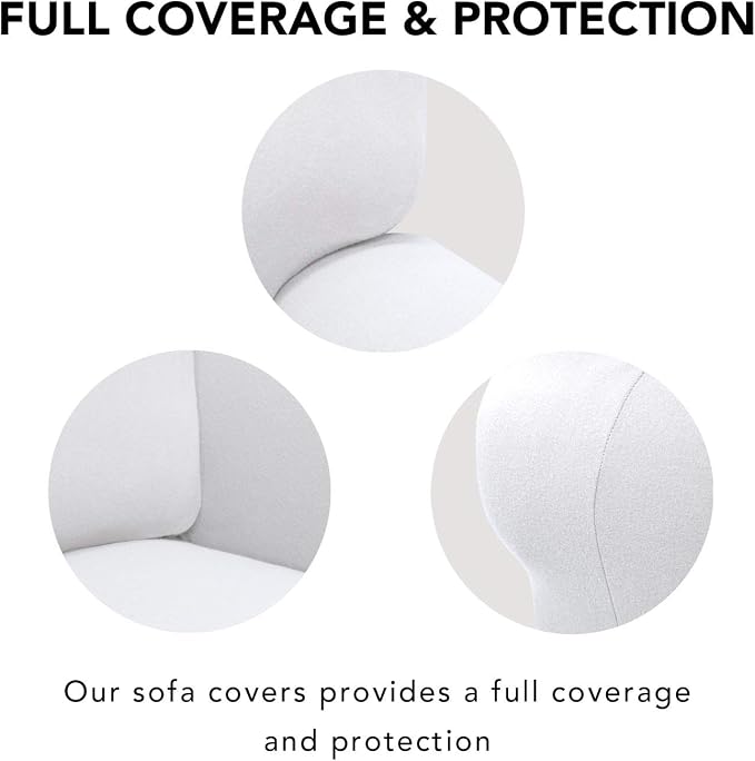 PureFit Stretch Oversized Couch Covers Fleece Sofa Slipcovers White | 1-Piece - Image 3