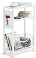 Skinny Side Table with Storage, 3 Tier Slim Side Tables by Zexvida