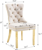 KCC Velvet Dining Chairs Set of 2, Upholstered High-end Tufted Dining Chair - Image 2