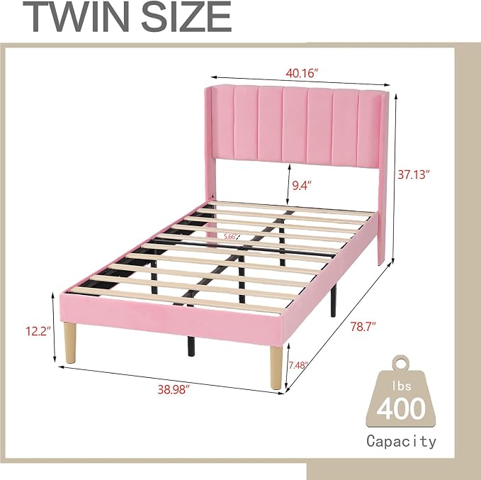 AGARTT Upholstered Platform Bed Frame Twin Size - Image 2