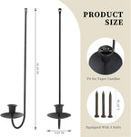 Wall Candle Holder Set of 2, Stylish Black Metal Wall Mount Candle Sconces - Image 2
