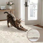 Round Area Rug Living Room: 6ft Washable Carpet Beige White | Vintage Boho - Image 6