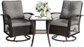 3 Pieces Patio Furniture Set, Outdoor Swivel Glider Rocker, Wicker Patio Bistro by VonzoyHome