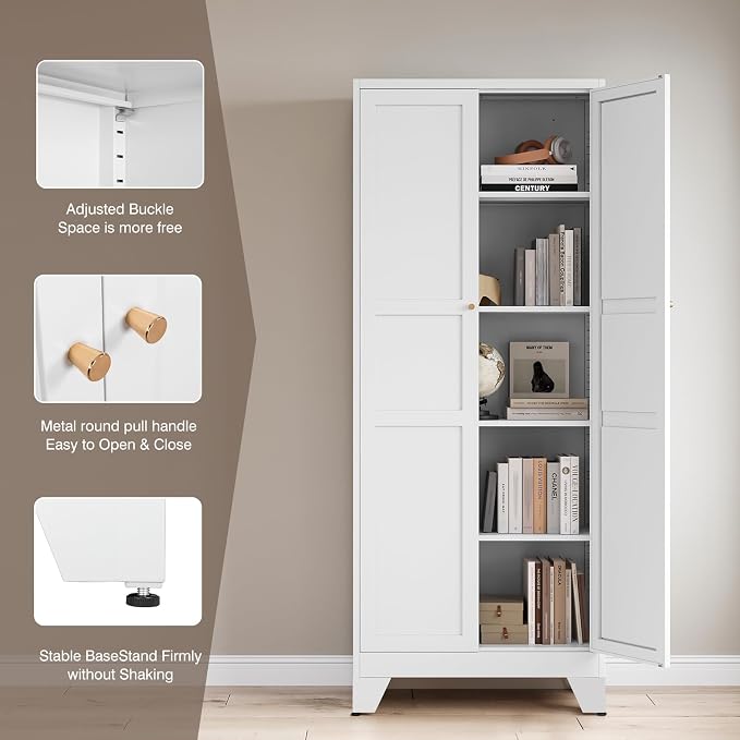 Yizosh Metal Pantry Cabinet, Cupboard - Image 6