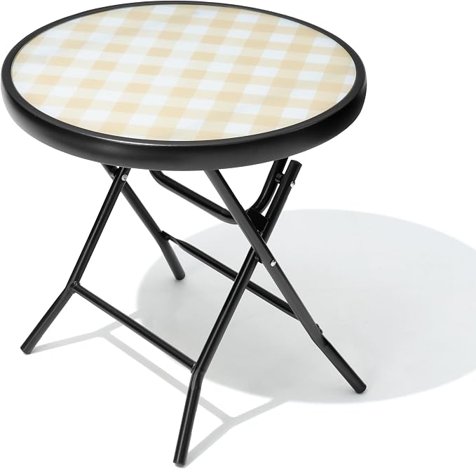 Foldable Patio Side Tables, 17.7" Small End Table Outdoor Weatherproof by Enjoymyhome