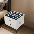 Smart Nightstand w/Fingerprint Lock Drawers, Smart Bedside Table w/USB Charging - Image 2