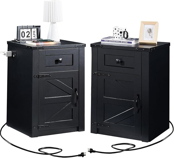SOOWERY Nightstands Set of 2, Nightstand by SOOWERY