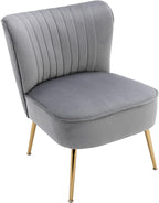 Velvet Accent Chair Set of 2 Comfy Living Room Chair Armless Slipper Chair Mid - Image 9