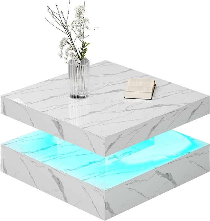 HedoAjim White Marble LED Coffee Table - Image 8