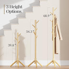 Pipishell Coat Rack Sturdy Wooden Coat Rack Stand, Adjustable Coat Tree - Image 3