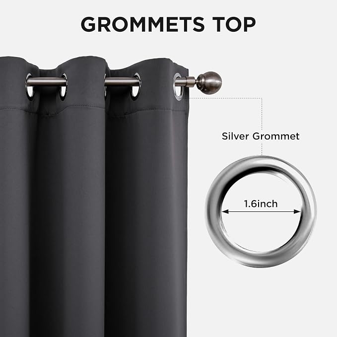 Joydeco Grey Blackout Curtains for Bedroom 84 Inch Long, Room Divider Black Out - Image 5