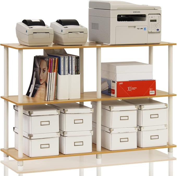 Furinno TURN-N-TUBE Storage Shelves, 3-Tier 47.4 Wide Book Shelf, Corner Shelf by Furinno-FitsYourSpaceFitsYourBudget