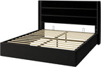 Allewie Full Size Velvet Lift Up Storage Bed, Modern Wingback Headboard - Image 9
